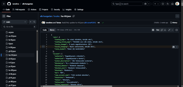 Github fordítás oldal